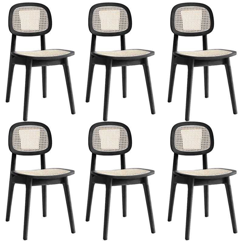 Rubber Wood Armless Dining Chairs Scandinavian Open Back Dining Side Chair