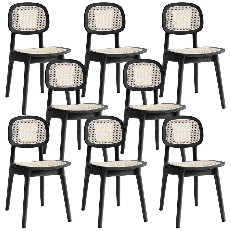 Rubber Wood Armless Dining Chairs Scandinavian Open Back Dining Side Chair