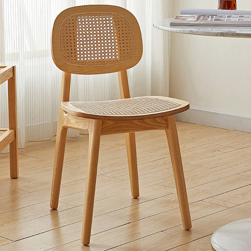 Rubber Wood Armless Dining Chairs Scandinavian Open Back Dining Side Chair