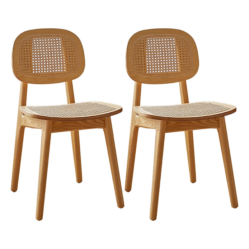 Rubber Wood Armless Dining Chairs Scandinavian Open Back Dining Side Chair