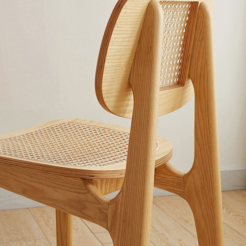 Rubber Wood Armless Dining Chairs Scandinavian Open Back Dining Side Chair