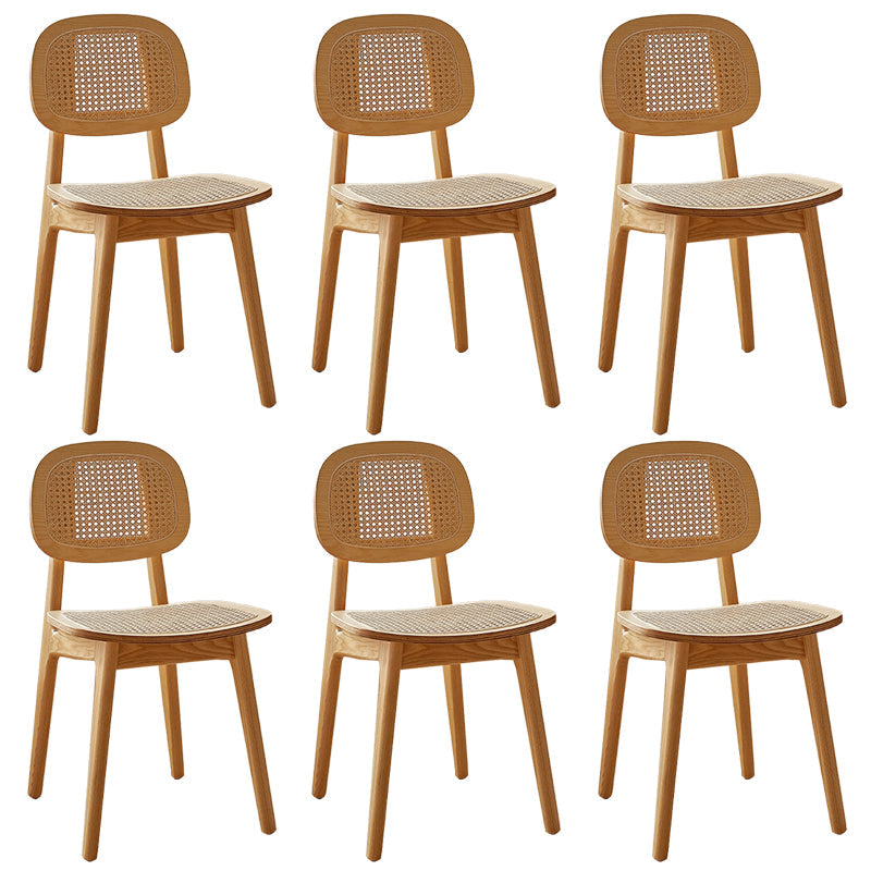 Rubber Wood Armless Dining Chairs Scandinavian Open Back Dining Side Chair