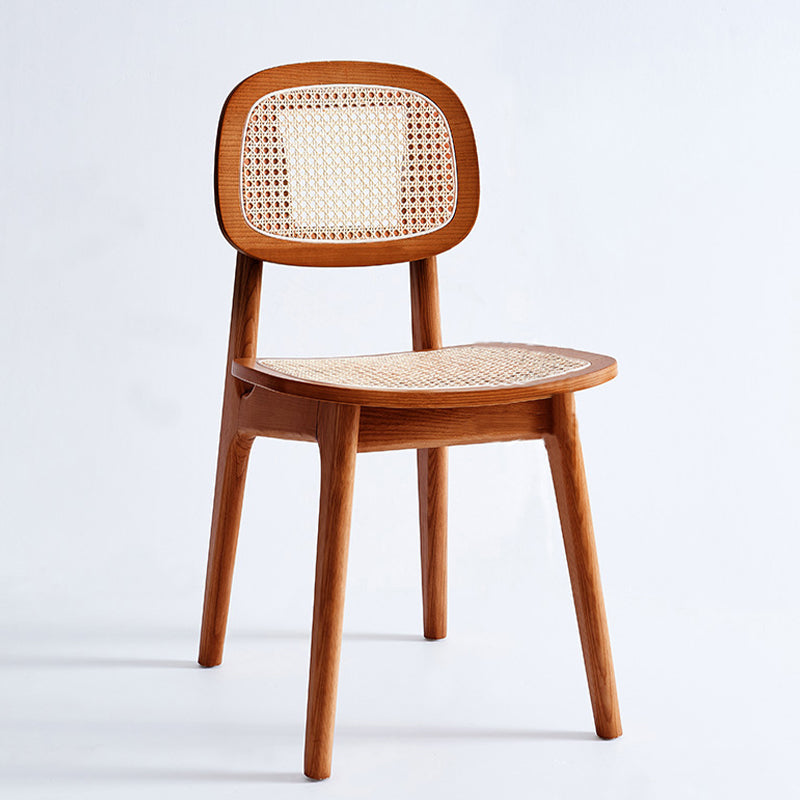 Rubber Wood Armless Dining Chairs Scandinavian Open Back Dining Side Chair