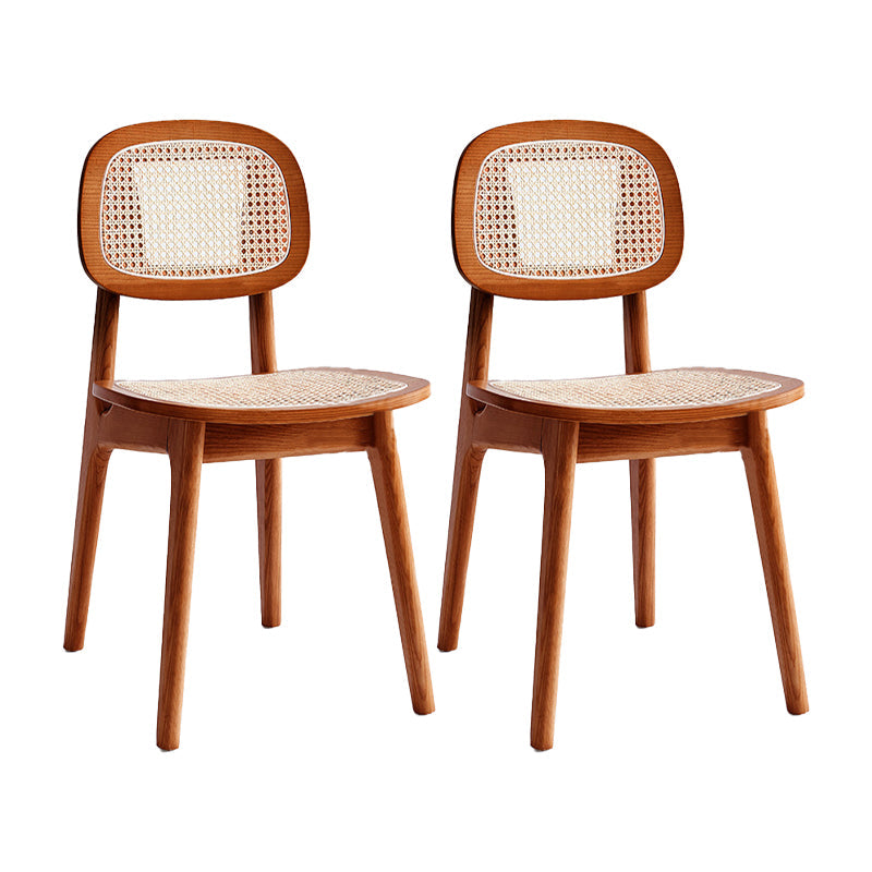 Rubber Wood Armless Dining Chairs Scandinavian Open Back Dining Side Chair
