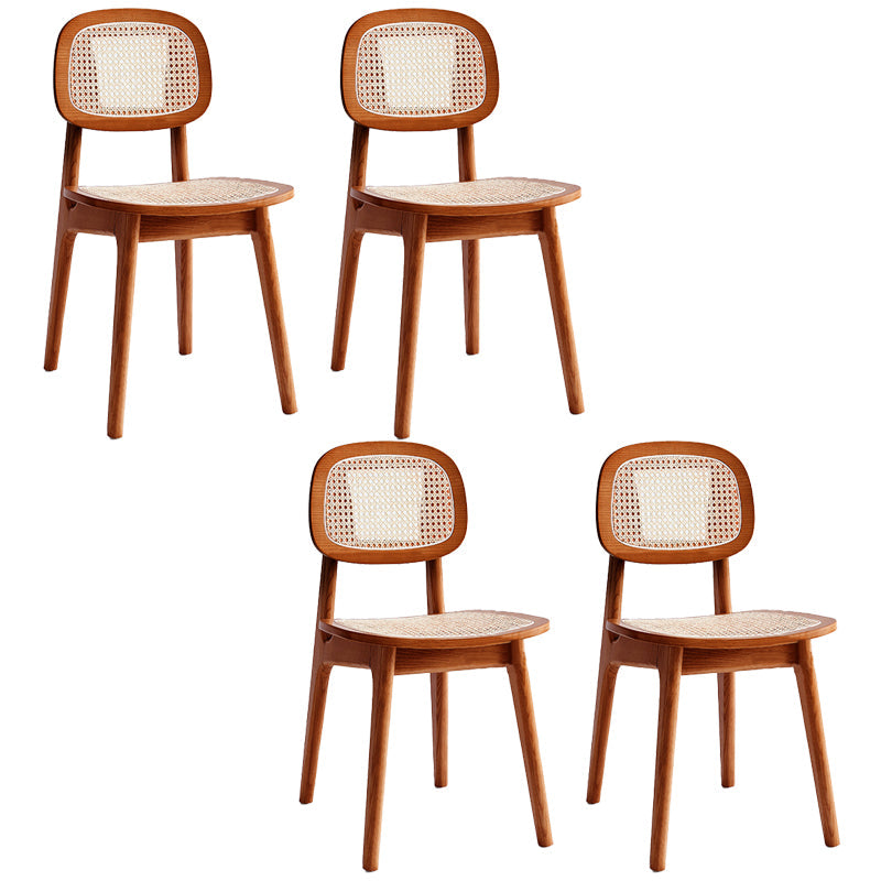 Rubber Wood Armless Dining Chairs Scandinavian Open Back Dining Side Chair
