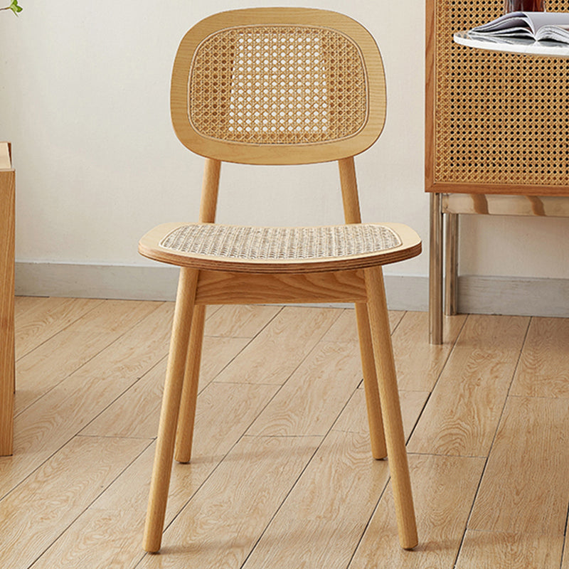 Rubber Wood Armless Dining Chairs Scandinavian Open Back Dining Side Chair