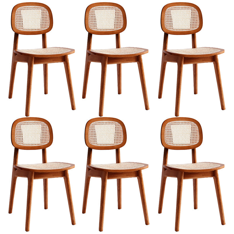 Rubber Wood Armless Dining Chairs Scandinavian Open Back Dining Side Chair