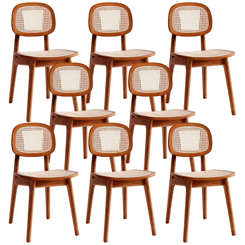 Rubber Wood Armless Dining Chairs Scandinavian Open Back Dining Side Chair