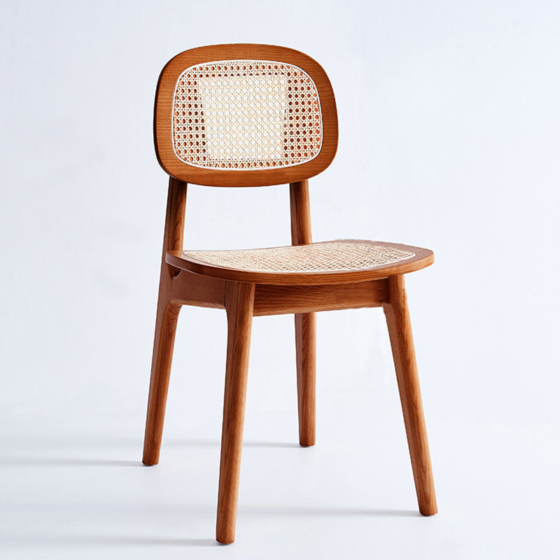 Rubber Wood Armless Dining Chairs Scandinavian Open Back Dining Side Chair