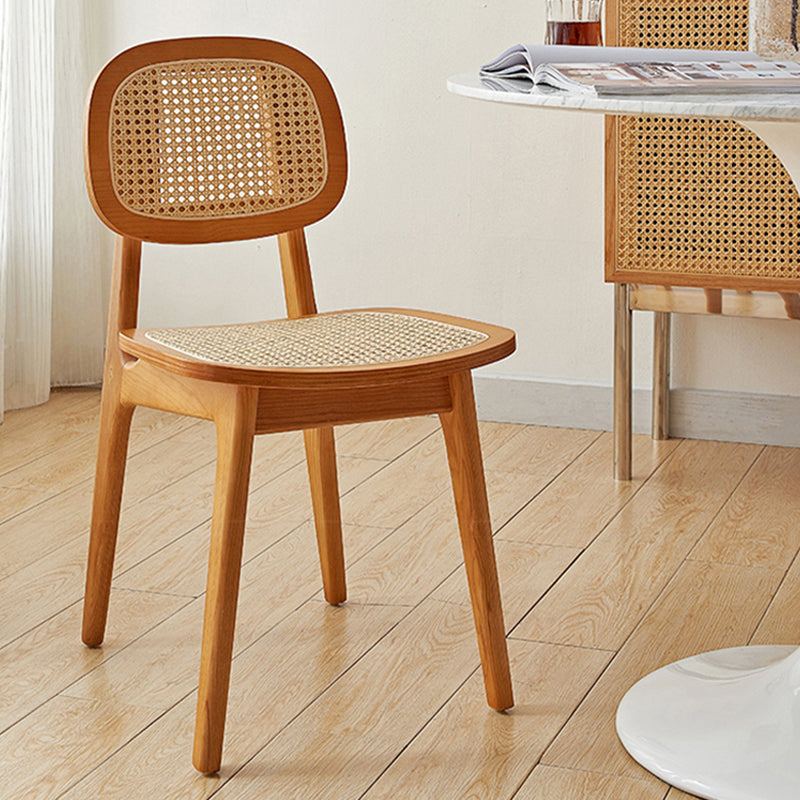 Rubber Wood Armless Dining Chairs Scandinavian Open Back Dining Side Chair