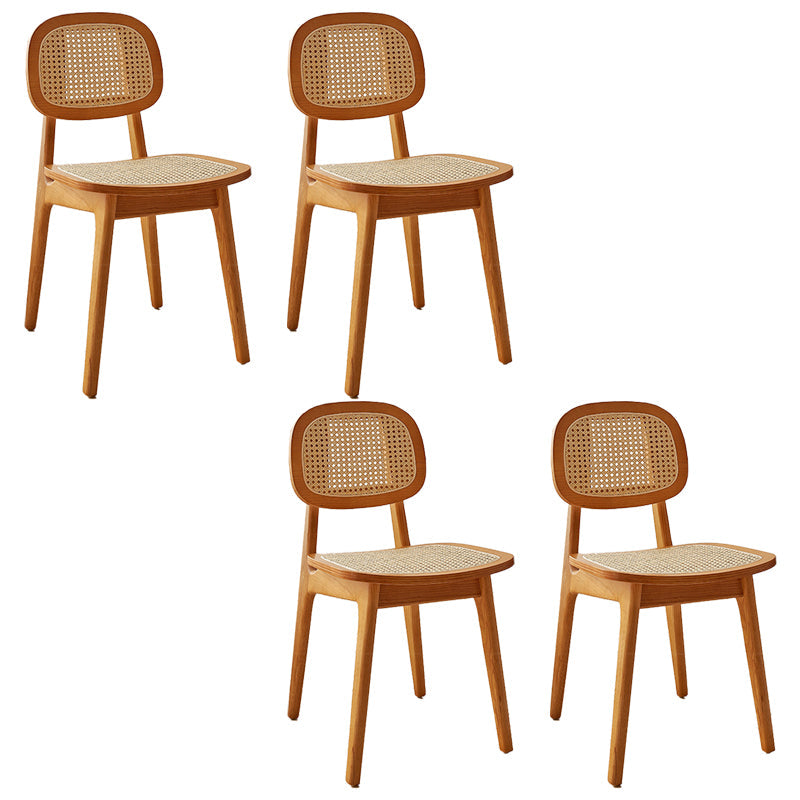 Rubber Wood Armless Dining Chairs Scandinavian Open Back Dining Side Chair