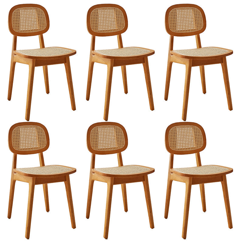 Rubber Wood Armless Dining Chairs Scandinavian Open Back Dining Side Chair