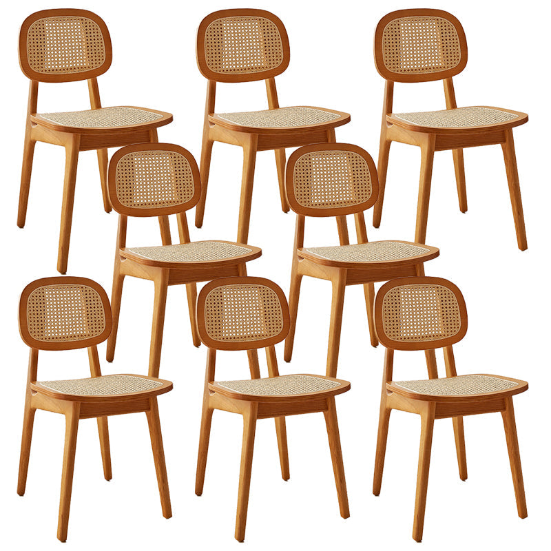 Rubber Wood Armless Dining Chairs Scandinavian Open Back Dining Side Chair