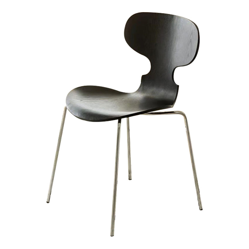 Metal and Wood Armless Dining Chairs Contemporary Side Chair Set Black 1 Piece Clearhalo 'Dining Chairs' 'Dining Tables & Seating' 'dining_chair' 'furn' 'furn_dining_chair' 'Furniture' 'Kitchen & Dining Furniture' 5598312