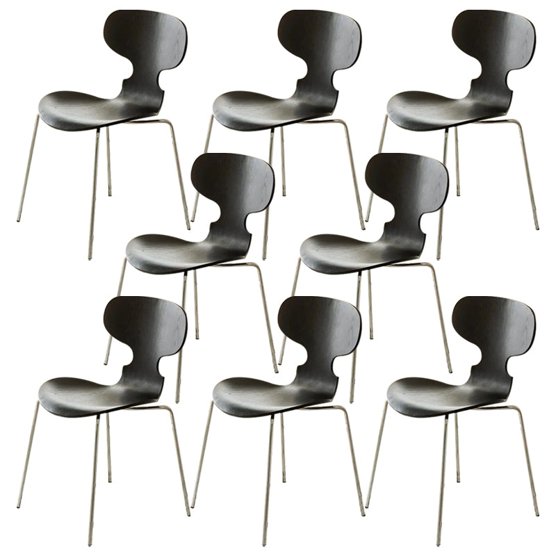 Metal and Wood Armless Dining Chairs Contemporary Side Chair Set Black 8 Piece Set Clearhalo 'Dining Chairs' 'Dining Tables & Seating' 'dining_chair' 'furn' 'furn_dining_chair' 'Furniture' 'Kitchen & Dining Furniture' 5598319