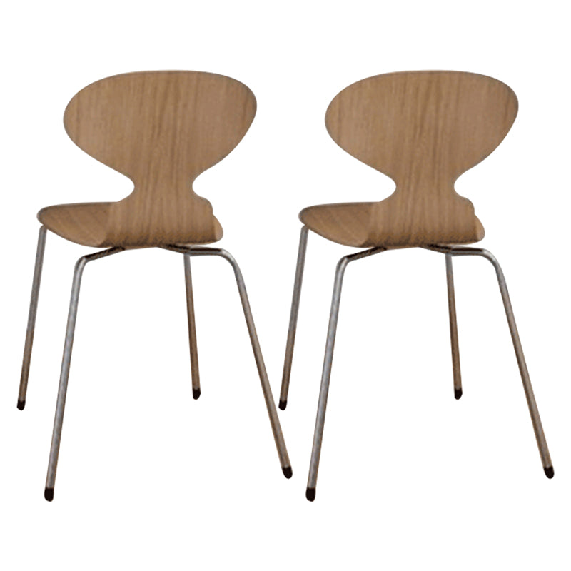 Metal and Wood Armless Dining Chairs Contemporary Side Chair Set Wood 2 Piece Set Clearhalo 'Dining Chairs' 'Dining Tables & Seating' 'dining_chair' 'furn' 'furn_dining_chair' 'Furniture' 'Kitchen & Dining Furniture' 5598324