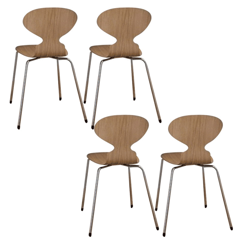 Metal and Wood Armless Dining Chairs Contemporary Side Chair Set Wood 4 Piece Set Clearhalo 'Dining Chairs' 'Dining Tables & Seating' 'dining_chair' 'furn' 'furn_dining_chair' 'Furniture' 'Kitchen & Dining Furniture' 5598325