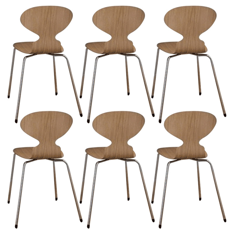 Metal and Wood Armless Dining Chairs Contemporary Side Chair Set Wood 6 Piece Set Clearhalo 'Dining Chairs' 'Dining Tables & Seating' 'dining_chair' 'furn' 'furn_dining_chair' 'Furniture' 'Kitchen & Dining Furniture' 5598326