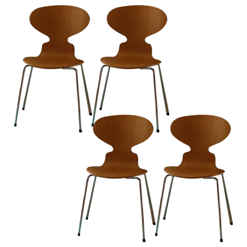 Metal and Wood Armless Dining Chairs Contemporary Side Chair Set Walnut 4 Piece Set Clearhalo 'Dining Chairs' 'Dining Tables & Seating' 'dining_chair' 'furn' 'furn_dining_chair' 'Furniture' 'Kitchen & Dining Furniture' 5598330