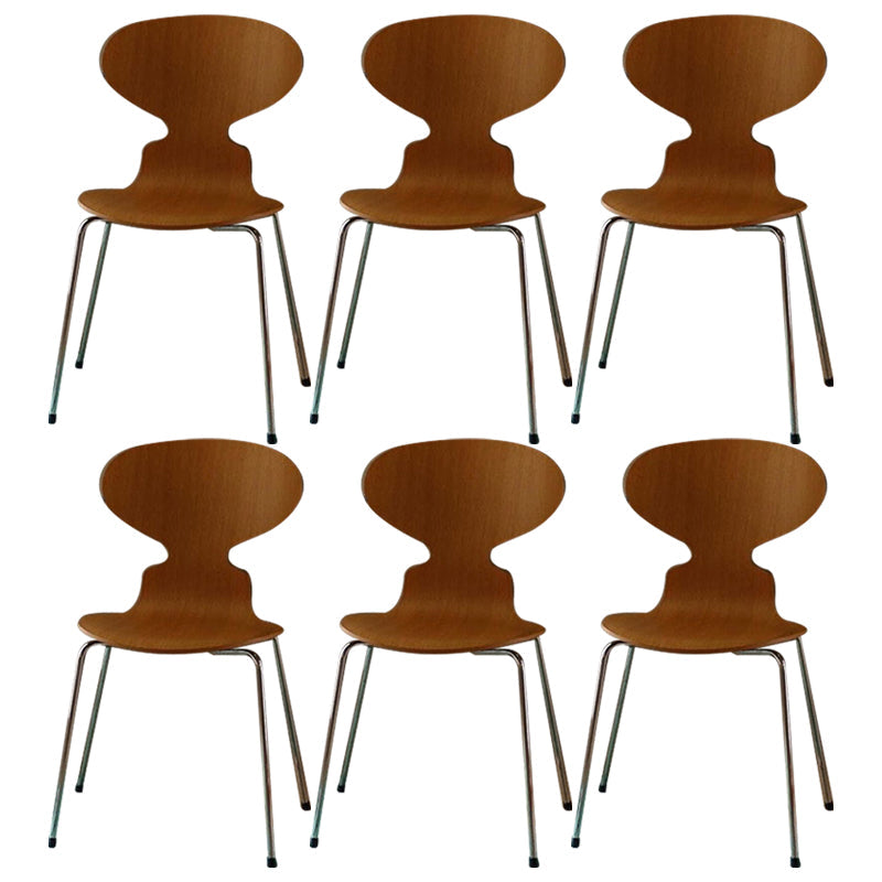 Metal and Wood Armless Dining Chairs Contemporary Side Chair Set Walnut 6 Piece Set Clearhalo 'Dining Chairs' 'Dining Tables & Seating' 'dining_chair' 'furn' 'furn_dining_chair' 'Furniture' 'Kitchen & Dining Furniture' 5598331