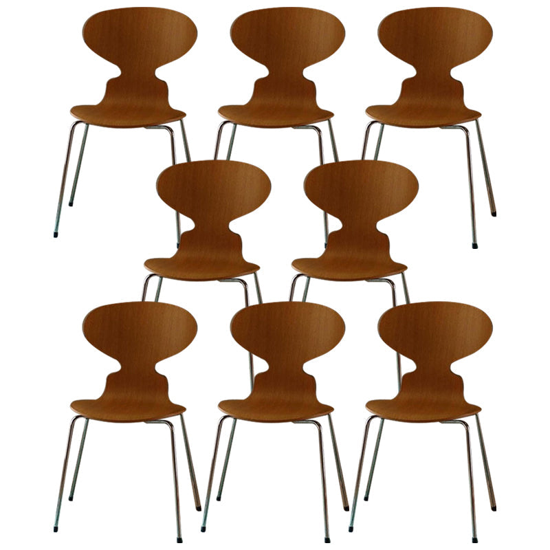 Metal and Wood Armless Dining Chairs Contemporary Side Chair Set Walnut 8 Piece Set Clearhalo 'Dining Chairs' 'Dining Tables & Seating' 'dining_chair' 'furn' 'furn_dining_chair' 'Furniture' 'Kitchen & Dining Furniture' 5598332