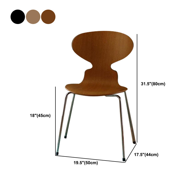 Metal and Wood Armless Dining Chairs Contemporary Side Chair Set Clearhalo 'Dining Chairs' 'Dining Tables & Seating' 'dining_chair' 'furn' 'furn_dining_chair' 'Furniture' 'Kitchen & Dining Furniture' 5598333