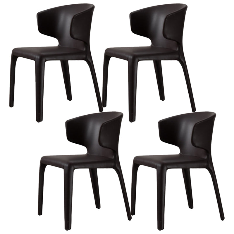 Faux Leather Dining Accent Chair Wingback Arm Chair for Home Black 4 Piece Set Clearhalo 'Dining Chairs' 'Dining Tables & Seating' 'dining_chair' 'furn' 'furn_dining_chair' 'Furniture' 'Kitchen & Dining Furniture' 5598363