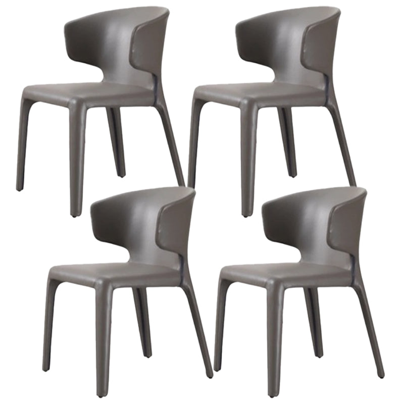 Faux Leather Dining Accent Chair Wingback Arm Chair for Home Dark Gray 4 Piece Set Clearhalo 'Dining Chairs' 'Dining Tables & Seating' 'dining_chair' 'furn' 'furn_dining_chair' 'Furniture' 'Kitchen & Dining Furniture' 5598373
