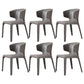 Faux Leather Dining Accent Chair Wingback Arm Chair for Home Dark Gray 6 Piece Set Clearhalo 'Dining Chairs' 'Dining Tables & Seating' 'dining_chair' 'furn' 'furn_dining_chair' 'Furniture' 'Kitchen & Dining Furniture' 5598375