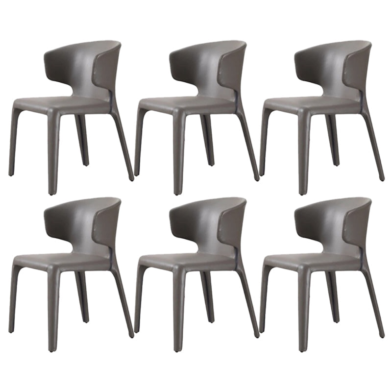 Faux Leather Dining Accent Chair Wingback Arm Chair for Home Dark Gray 6 Piece Set Clearhalo 'Dining Chairs' 'Dining Tables & Seating' 'dining_chair' 'furn' 'furn_dining_chair' 'Furniture' 'Kitchen & Dining Furniture' 5598375