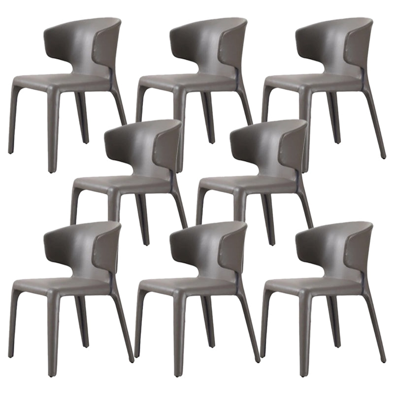 Faux Leather Dining Accent Chair Wingback Arm Chair for Home Dark Gray 8 Piece Set Clearhalo 'Dining Chairs' 'Dining Tables & Seating' 'dining_chair' 'furn' 'furn_dining_chair' 'Furniture' 'Kitchen & Dining Furniture' 5598376