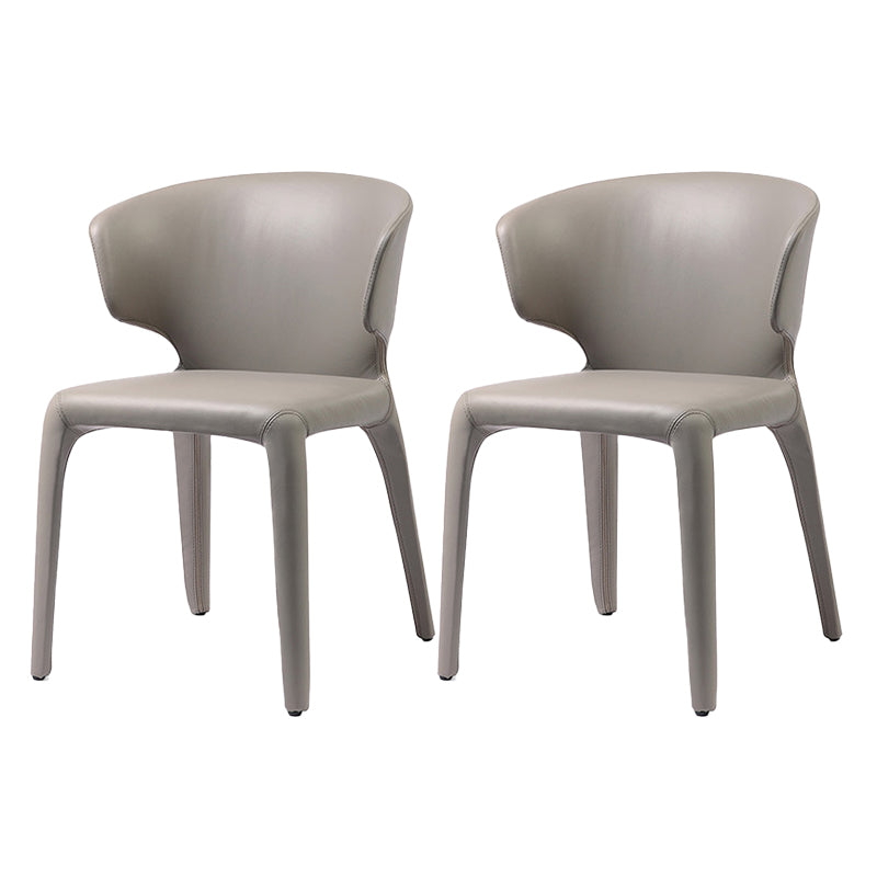 Faux Leather Dining Accent Chair Wingback Arm Chair for Home Light Gray 2 Piece Set Clearhalo 'Dining Chairs' 'Dining Tables & Seating' 'dining_chair' 'furn' 'furn_dining_chair' 'Furniture' 'Kitchen & Dining Furniture' 5598378