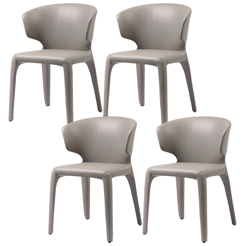 Faux Leather Dining Accent Chair Wingback Arm Chair for Home Light Gray 4 Piece Set Clearhalo 'Dining Chairs' 'Dining Tables & Seating' 'dining_chair' 'furn' 'furn_dining_chair' 'Furniture' 'Kitchen & Dining Furniture' 5598379