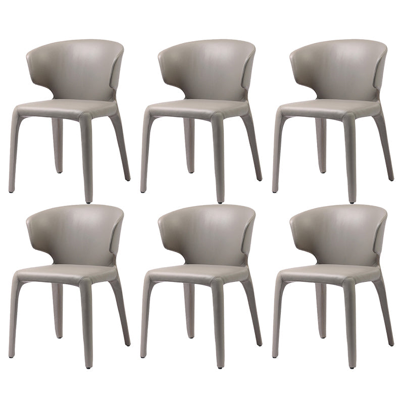 Faux Leather Dining Accent Chair Wingback Arm Chair for Home Light Gray 6 Piece Set Clearhalo 'Dining Chairs' 'Dining Tables & Seating' 'dining_chair' 'furn' 'furn_dining_chair' 'Furniture' 'Kitchen & Dining Furniture' 5598380