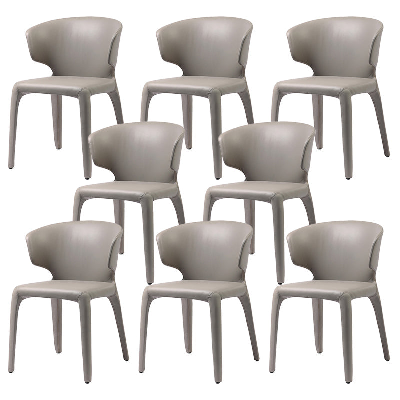 Faux Leather Dining Accent Chair Wingback Arm Chair for Home Light Gray 8 Piece Set Clearhalo 'Dining Chairs' 'Dining Tables & Seating' 'dining_chair' 'furn' 'furn_dining_chair' 'Furniture' 'Kitchen & Dining Furniture' 5598381