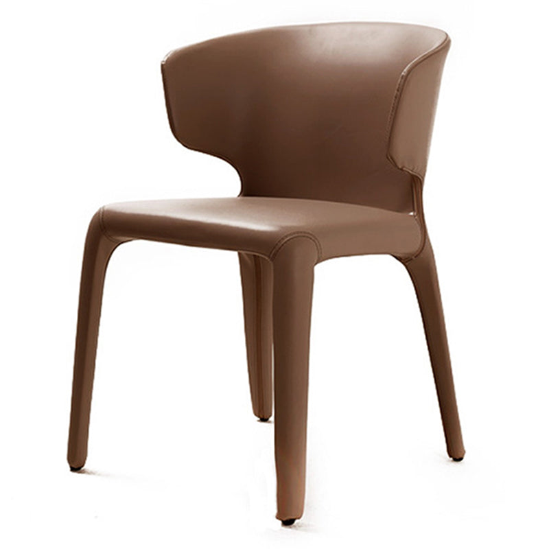 Faux Leather Dining Accent Chair Wingback Arm Chair for Home Brown 1 Piece Clearhalo 'Dining Chairs' 'Dining Tables & Seating' 'dining_chair' 'furn' 'furn_dining_chair' 'Furniture' 'Kitchen & Dining Furniture' 5598382