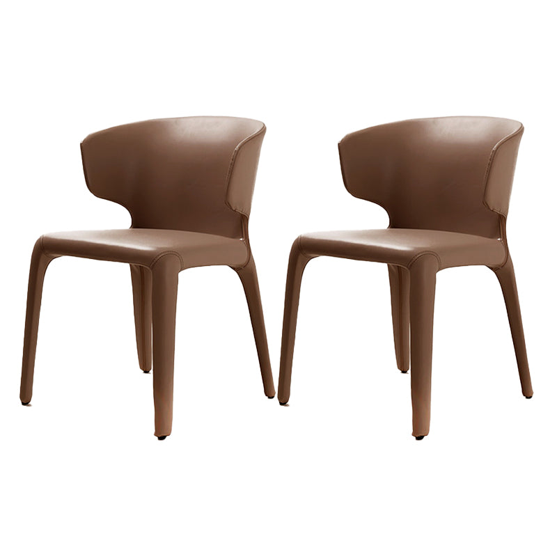 Faux Leather Dining Accent Chair Wingback Arm Chair for Home Brown 2 Piece Set Clearhalo 'Dining Chairs' 'Dining Tables & Seating' 'dining_chair' 'furn' 'furn_dining_chair' 'Furniture' 'Kitchen & Dining Furniture' 5598383