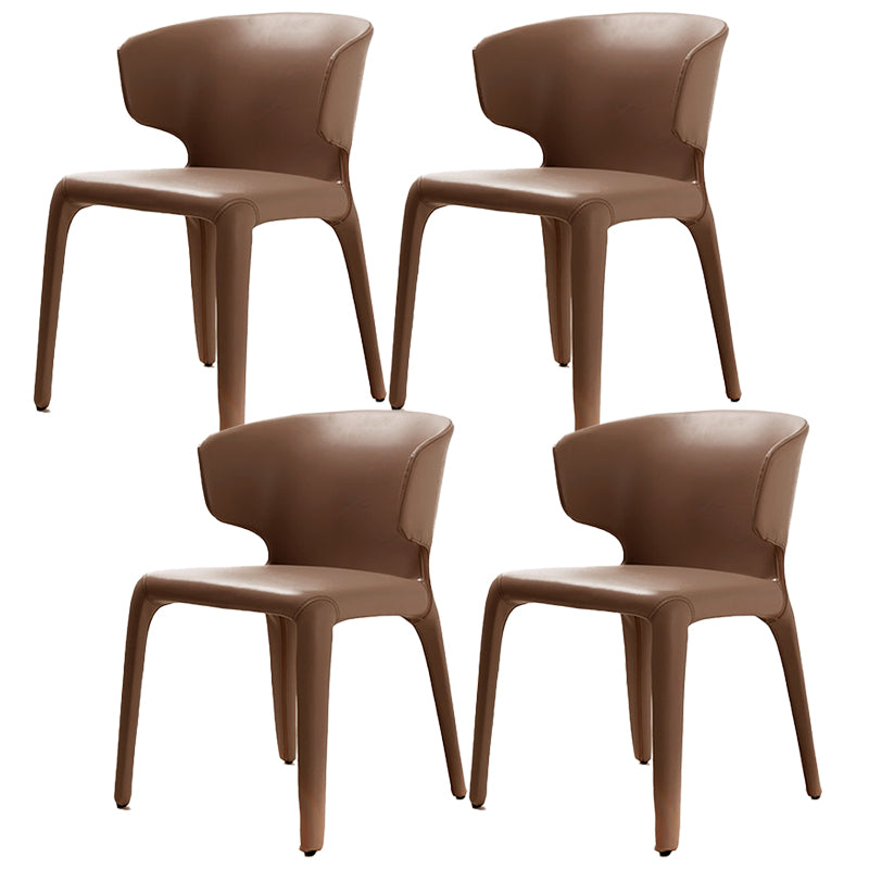 Faux Leather Dining Accent Chair Wingback Arm Chair for Home Brown 4 Piece Set Clearhalo 'Dining Chairs' 'Dining Tables & Seating' 'dining_chair' 'furn' 'furn_dining_chair' 'Furniture' 'Kitchen & Dining Furniture' 5598384