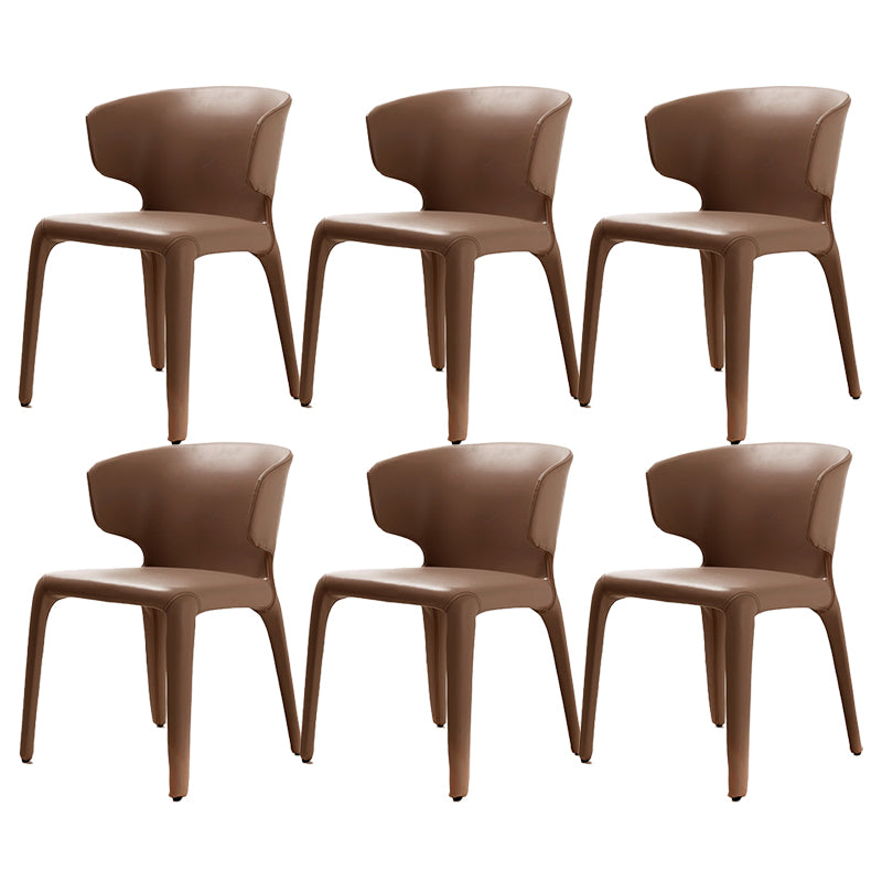 Faux Leather Dining Accent Chair Wingback Arm Chair for Home Brown 6 Piece Set Clearhalo 'Dining Chairs' 'Dining Tables & Seating' 'dining_chair' 'furn' 'furn_dining_chair' 'Furniture' 'Kitchen & Dining Furniture' 5598385