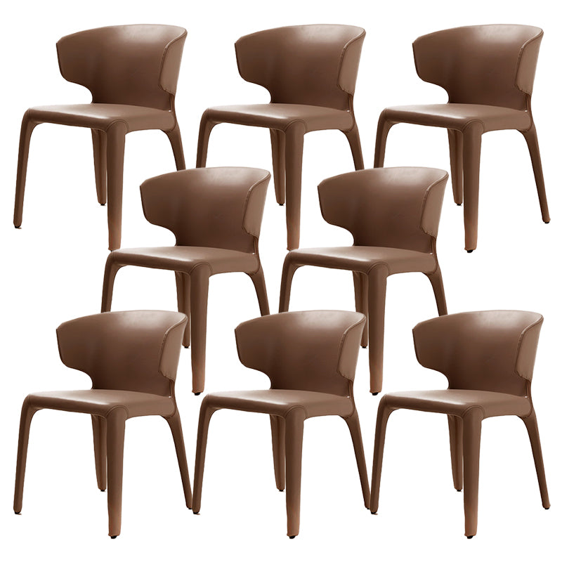 Faux Leather Dining Accent Chair Wingback Arm Chair for Home Brown 8 Piece Set Clearhalo 'Dining Chairs' 'Dining Tables & Seating' 'dining_chair' 'furn' 'furn_dining_chair' 'Furniture' 'Kitchen & Dining Furniture' 5598386