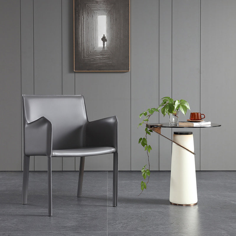 Silla de comedor tapizada moderna silla de acento de comedor de cuero falso