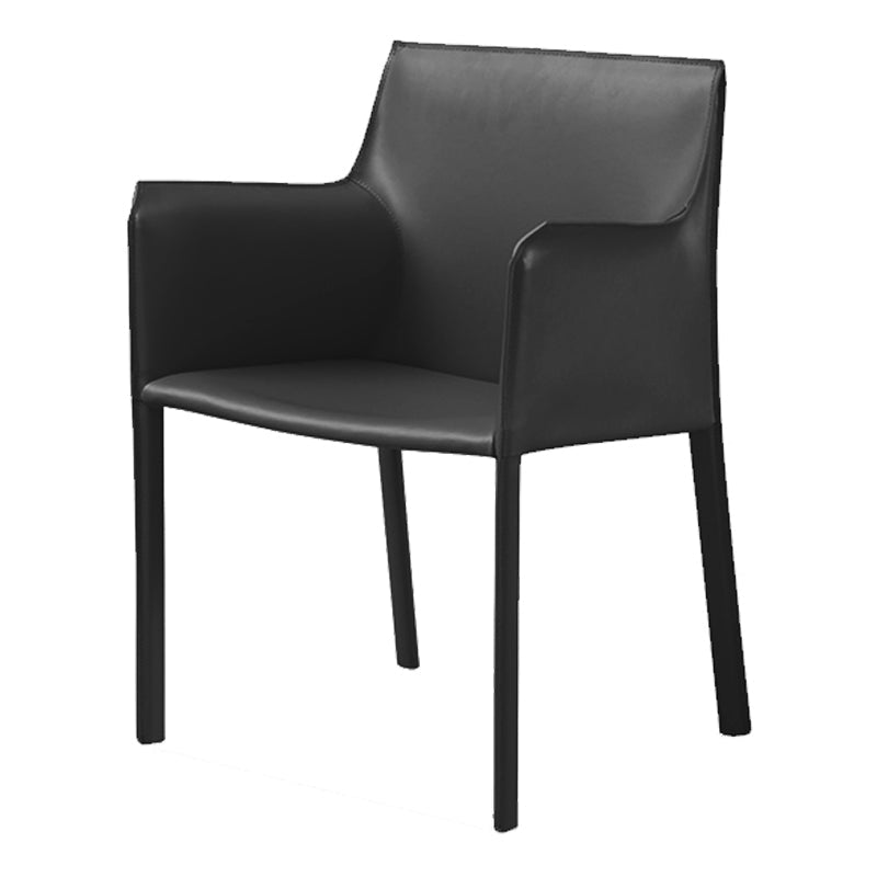 Contemporary Faux Leather Dining Chair Upholstered Dining Arm Chair Black 1 Piece Clearhalo 'Dining Chairs' 'Dining Tables & Seating' 'dining_chair' 'furn' 'furn_dining_chair' 'Furniture' 'Kitchen & Dining Furniture' 5598489