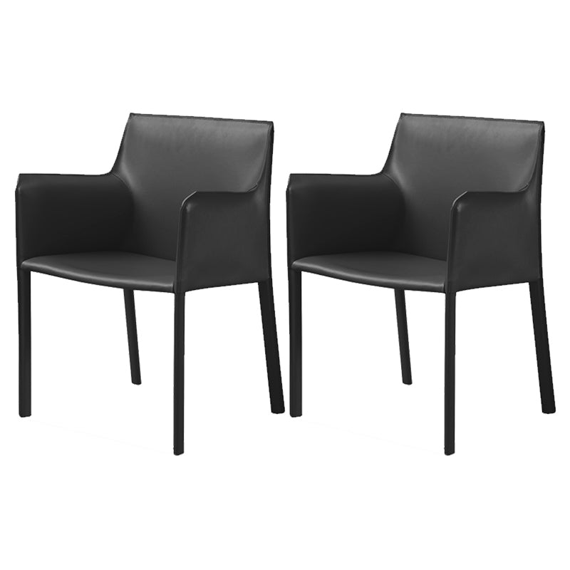 Contemporary Faux Leather Dining Chair Upholstered Dining Arm Chair Black 2 Piece Set Clearhalo 'Dining Chairs' 'Dining Tables & Seating' 'dining_chair' 'furn' 'furn_dining_chair' 'Furniture' 'Kitchen & Dining Furniture' 5598491
