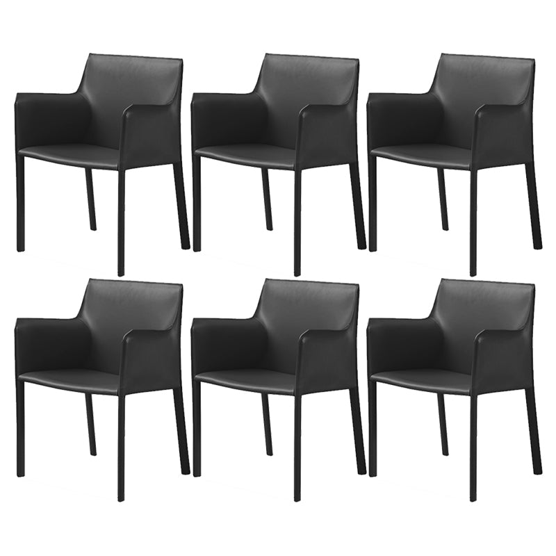 Contemporary Faux Leather Dining Chair Upholstered Dining Arm Chair Black 6 Piece Set Clearhalo 'Dining Chairs' 'Dining Tables & Seating' 'dining_chair' 'furn' 'furn_dining_chair' 'Furniture' 'Kitchen & Dining Furniture' 5598494