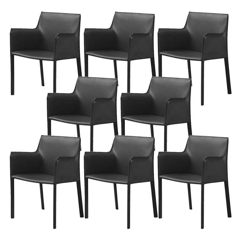 Contemporary Faux Leather Dining Chair Upholstered Dining Arm Chair Black 8 Piece Set Clearhalo 'Dining Chairs' 'Dining Tables & Seating' 'dining_chair' 'furn' 'furn_dining_chair' 'Furniture' 'Kitchen & Dining Furniture' 5598497
