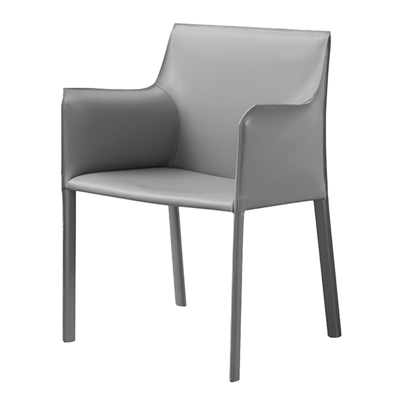 Contemporary Faux Leather Dining Chair Upholstered Dining Arm Chair Grey 1 Piece Clearhalo 'Dining Chairs' 'Dining Tables & Seating' 'dining_chair' 'furn' 'furn_dining_chair' 'Furniture' 'Kitchen & Dining Furniture' 5598499