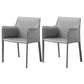 Contemporary Faux Leather Dining Chair Upholstered Dining Arm Chair Grey 2 Piece Set Clearhalo 'Dining Chairs' 'Dining Tables & Seating' 'dining_chair' 'furn' 'furn_dining_chair' 'Furniture' 'Kitchen & Dining Furniture' 5598500