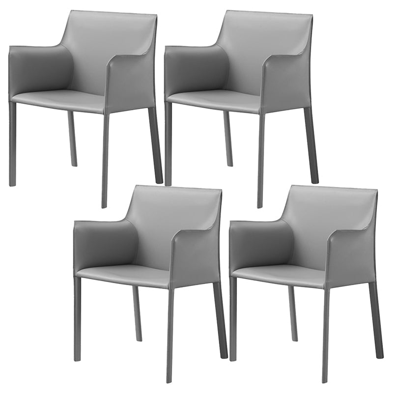 Contemporary Faux Leather Dining Chair Upholstered Dining Arm Chair Grey 4 Piece Set Clearhalo 'Dining Chairs' 'Dining Tables & Seating' 'dining_chair' 'furn' 'furn_dining_chair' 'Furniture' 'Kitchen & Dining Furniture' 5598502