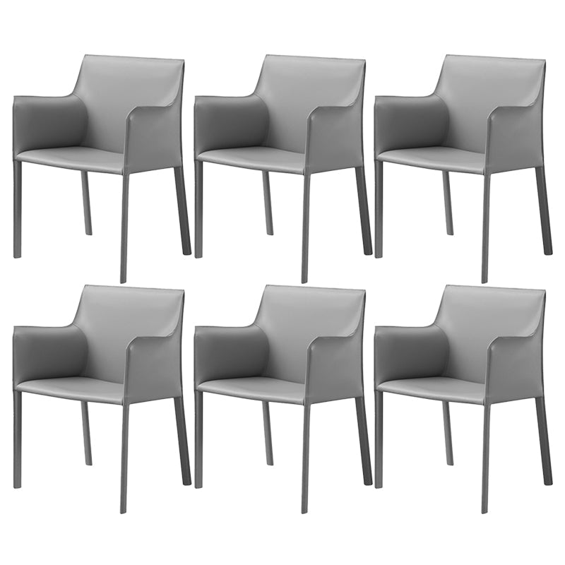 Contemporary Faux Leather Dining Chair Upholstered Dining Arm Chair Grey 6 Piece Set Clearhalo 'Dining Chairs' 'Dining Tables & Seating' 'dining_chair' 'furn' 'furn_dining_chair' 'Furniture' 'Kitchen & Dining Furniture' 5598504