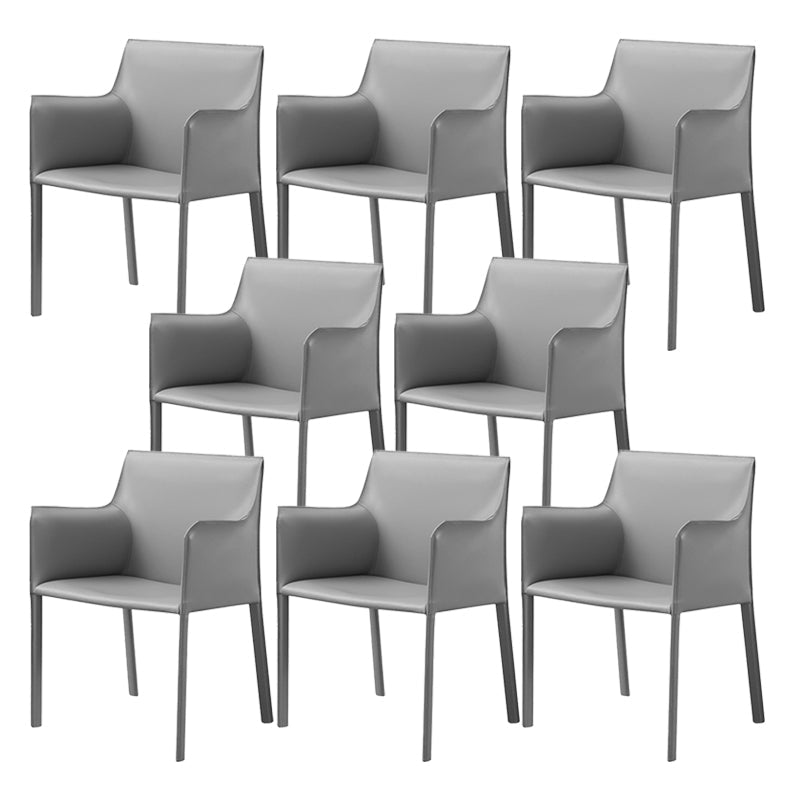 Contemporary Faux Leather Dining Chair Upholstered Dining Arm Chair Grey 8 Piece Set Clearhalo 'Dining Chairs' 'Dining Tables & Seating' 'dining_chair' 'furn' 'furn_dining_chair' 'Furniture' 'Kitchen & Dining Furniture' 5598507